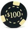 Poker Chips: 3 Edge Spot, 8.5 Gram, Pre-Denominated both sides, $100, Black